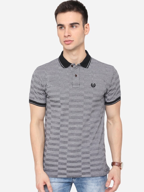 

Greenfibre Men Grey Striped Polo Collar Slim Fit T-shirt
