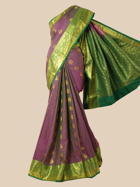 

Pothys Purple & Green Woven Design Zari Silk Blend Saree