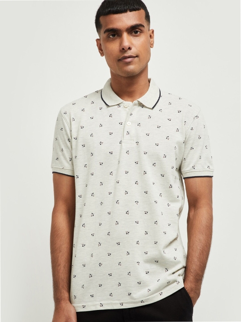 

max Men Off White Printed Polo Collar T-shirt