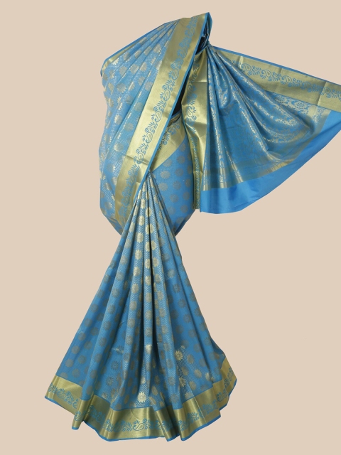 

Pothys Blue Woven Design Silk Blend Saree