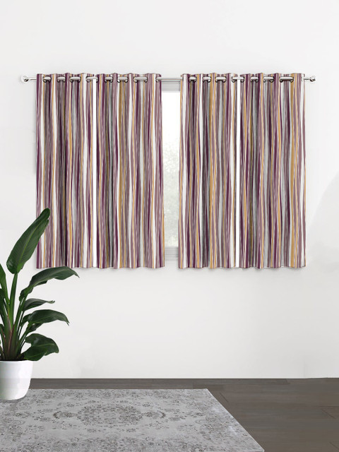 

HOUZZCODE Purple & White Set of 4 Curtains