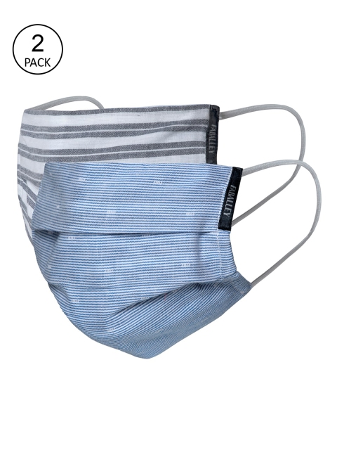 

FabAlley Unisex Pack of 2 Striped 2-Ply Reusable Pure Cotton Dobby Cloth Masks, Grey