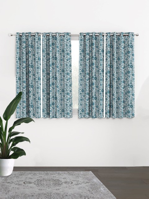 

HOUZZCODE Grey & Blue Set of 4 Curtains