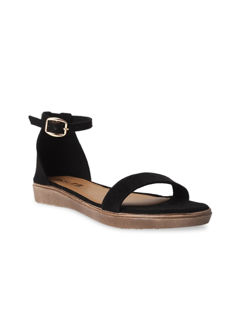 

SOLES Women Black Open Toe Flats