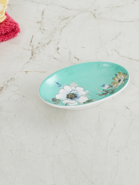 

Home Centre Sea Green & White Floral Ceramic Soap Dish