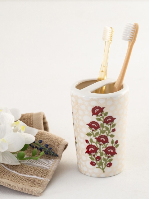 

Home Centre White & Beige Vintage Renditions Printed Ceramic Tooth Brush Holder