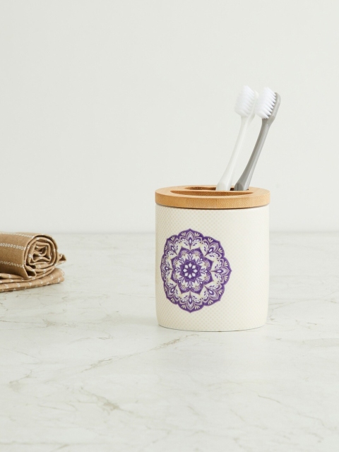 

Home Centre White & Purple Printed Polyresin Tooth Brush Holder