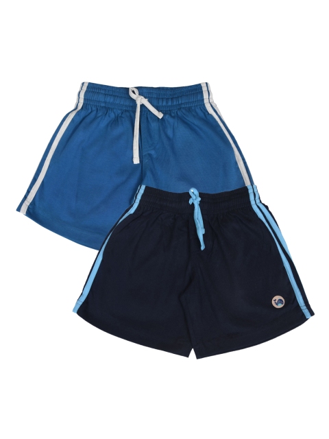 

CRAZYPENGUIN Kids Pack Of 2 Navy Blue Mid-Rise Cotton Regular Shorts