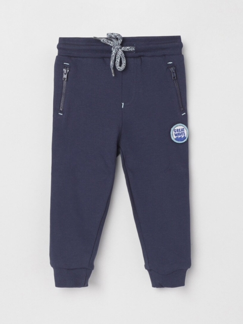 

max Boys Blue Appliqued Drawstring Waist Joggers Trousers