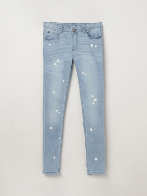 

max Girls Blue Light Fade Embroidered Jeans