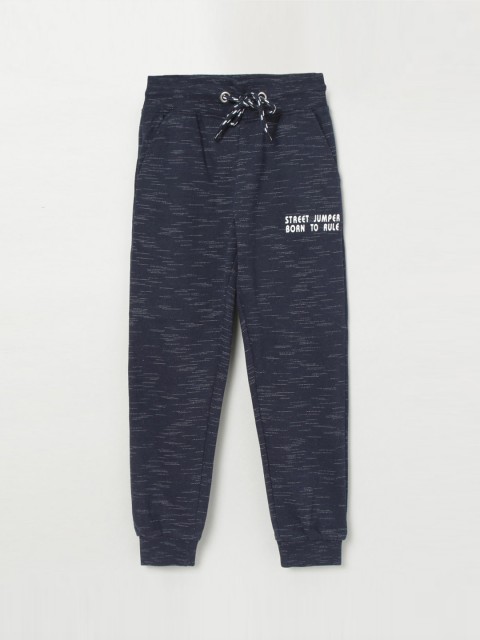 

max Boys Navy Blue Printed Joggers Trousers