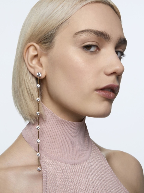 

SWAROVSKI White Asymmetrical Gold-Tone Plated Constella Earrings
