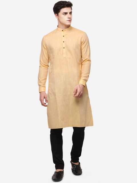 

Modi Kurta Men Yellow Woven Design Kurtas