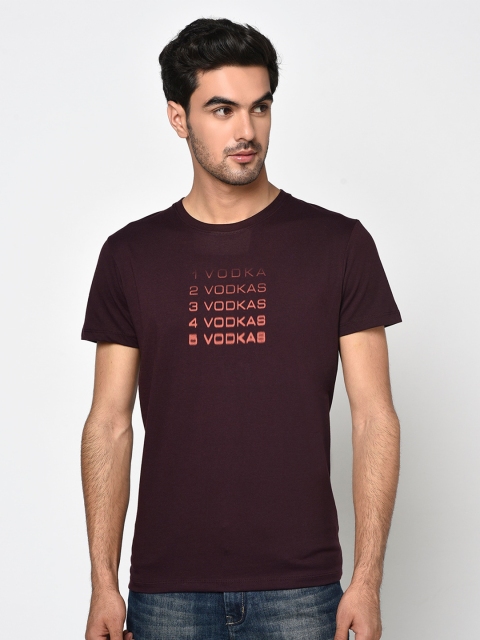 

Octave Men Maroon Printed Round Neck T-shirt