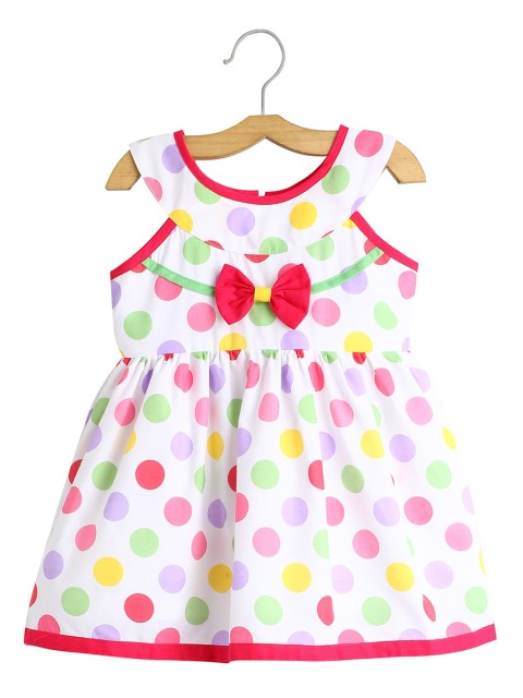 

The Magic Wand Infant Girls White & Pink Cotton Printed A-Line Dress