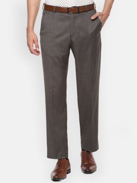 

Van Heusen Men Coffee Brown Self Design Regular Fit Formal Trousers