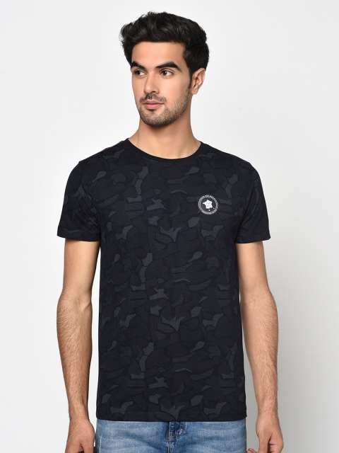 

Octave Men Navy Blue Printed Round Neck T-shirt
