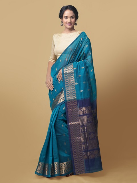 

Unnati Silks Blue Pure Cotton Woven Design Venkatgiri Saree