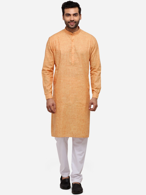 

Modi Kurta Men Orange Woven Design Kurtas