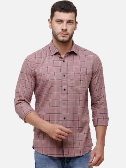 

Alan Scott Men Pink Regular Fit Checked Pure Cotton Casual Shirt