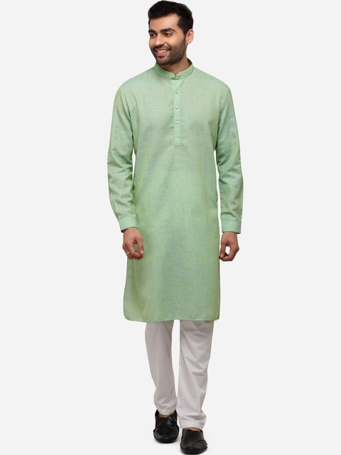 

Modi Kurta Men Green Woven Design Kurtas