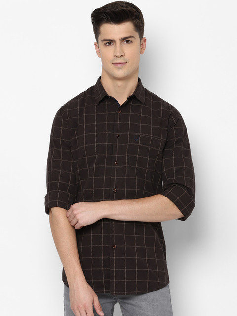 

Allen Solly Men Coffee Brown & Beige Slim Fit Checked Casual Shirt