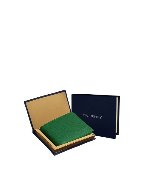 

DR. HENRY Men Green Textured Two Fold Leather Wallet