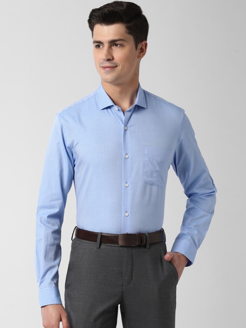 

Peter England Men Blue Slim Fit Self Design Cotton Formal Shirt
