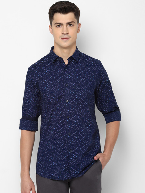 

Allen Solly Men Navy Blue & Purple Slim Fit Printed Casual Shirt