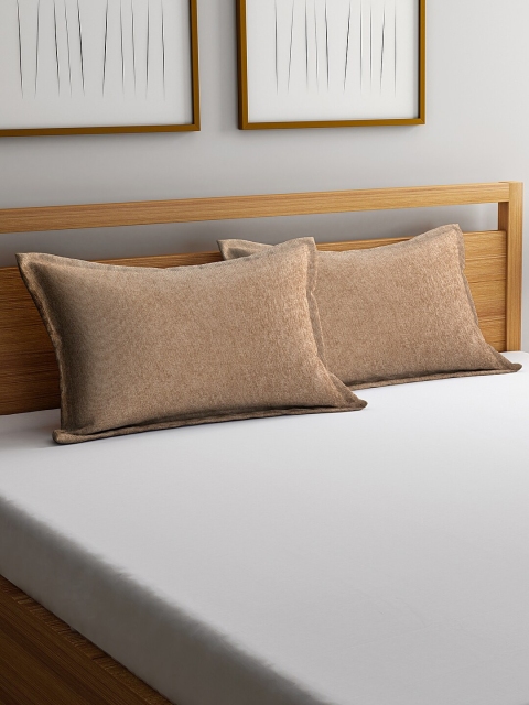 

KLOTTHE Set Of 2 Beige Solid Cotton Pillow Covers With Fillers