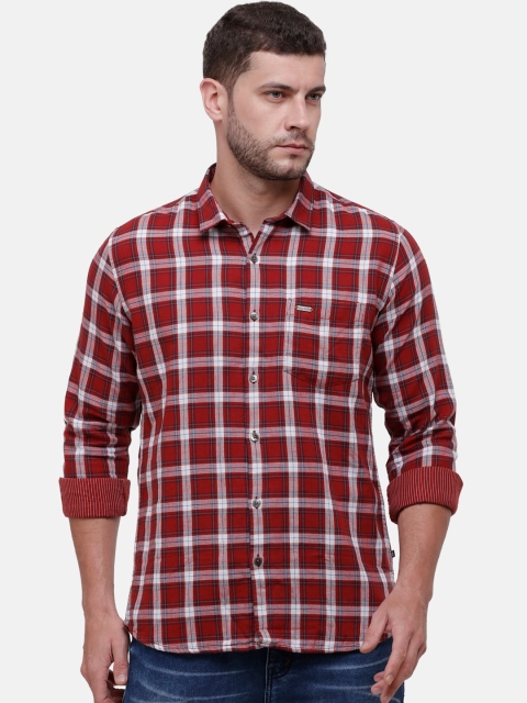 

Alan Scott Men Red & White Regular Fit Checked Pure Cotton Casual Shirt