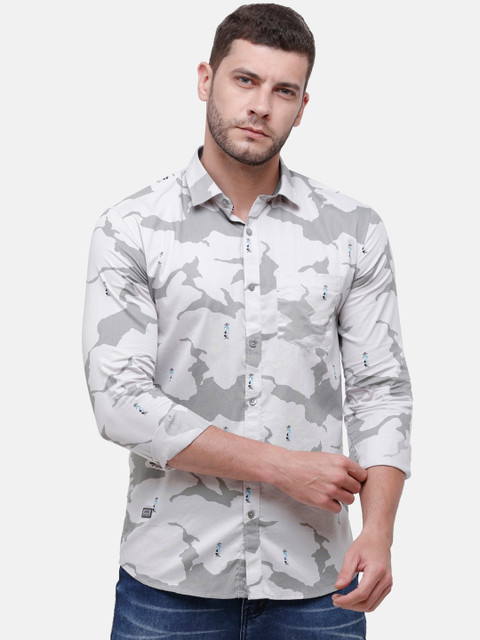 

Alan Scott Men Grey Regular Fit Printed Pure Cotton Casual Shirt