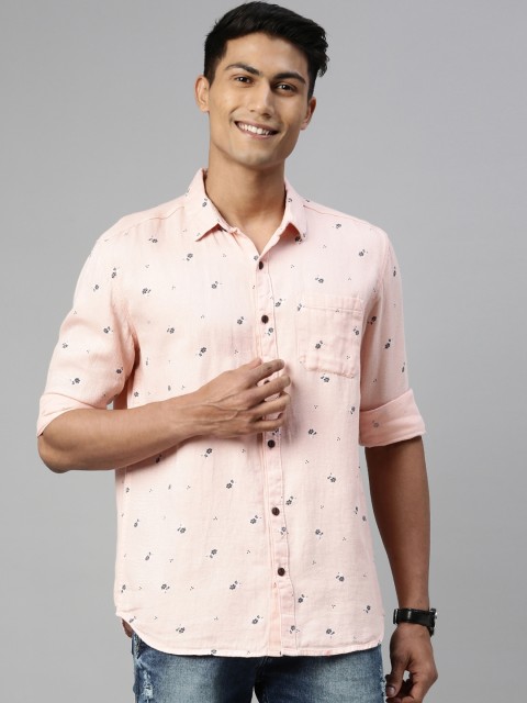 

William White Men Pink Printed Slim Fit Casual Shirt