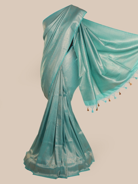 

Pothys Green & Gold-Toned Pure Silk Woven Design Banarasi Saree