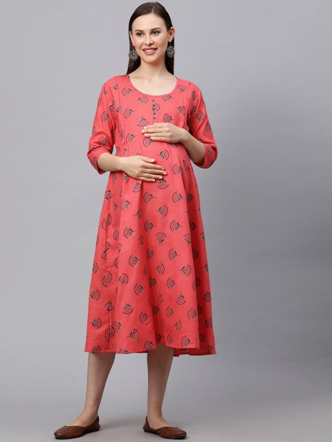 

MomToBe Women Pink Floral Printed Maternity Dress
