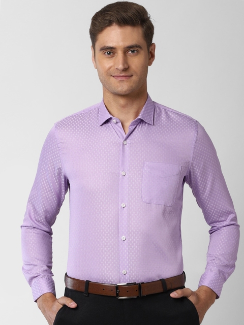 

Peter England Elite Men Lavender Slim Fit Self Design Pure Cotton Formal Shirt