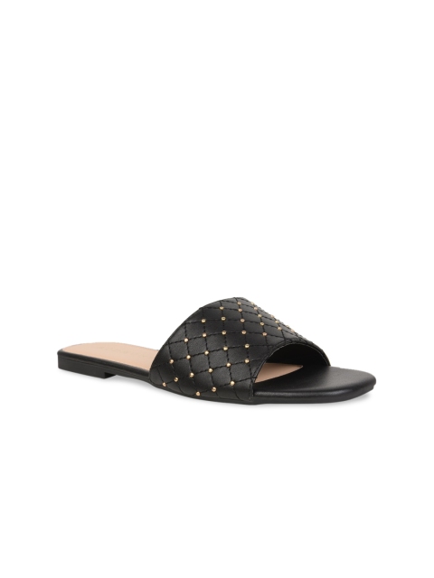 

Addons Women Black Embellished Open Toe Flats