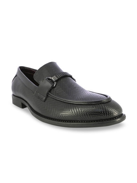 

Alberto Torresi Men Black Textured Formal Slip-Ons