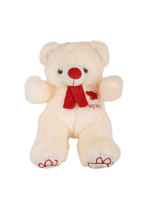 

DukieKooky Kids Cream-Coloured & Red Huggable Teddy Bear Soft Toy