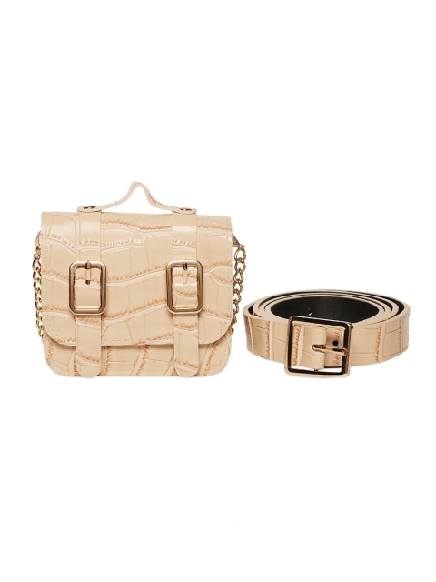 

20Dresses Women Beige Textured Belt With Bag
