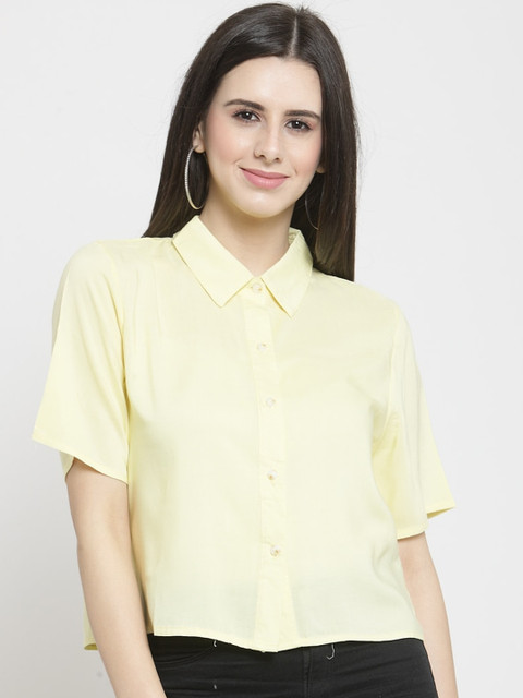 

Global Republic Women Yellow Regular Fit Solid Casual Shirt
