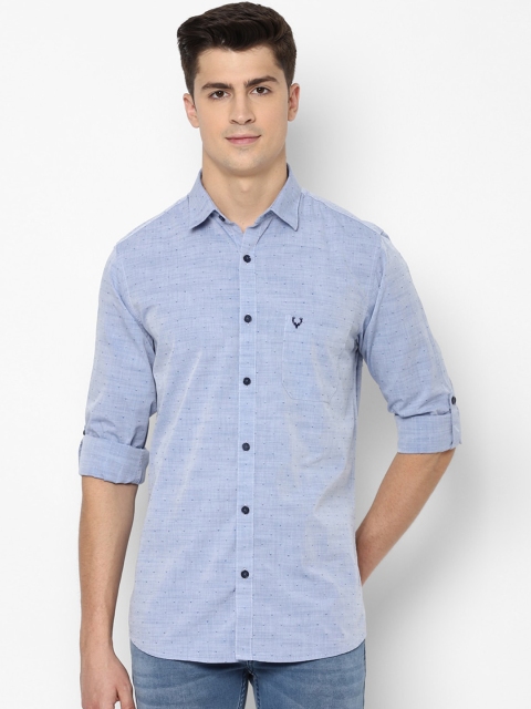 Allen Solly Men Blue Slim Fit Self Design Casual Shirt