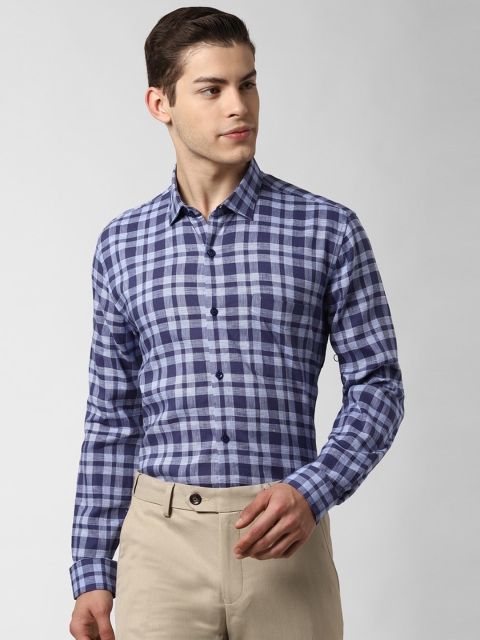 

Peter England Elite Men Blue Slim Fit Checked Semiformal Shirt