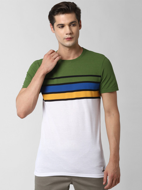 

Peter England Casuals Men White Colourblocked Round Neck T-shirt
