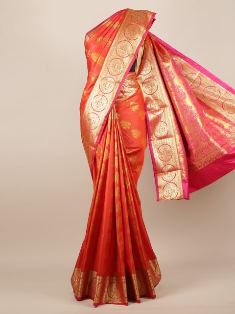 

Pothys Orange & Gold-Toned Art Silk Woven Design Saree