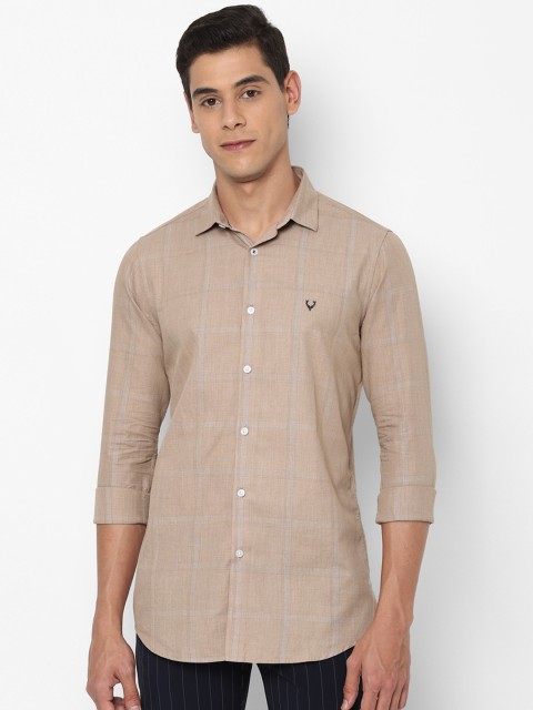 

Allen Solly Men Beige Slim Fit Checked Casual Shirt