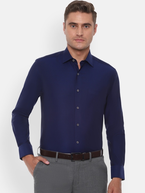 

Luxure by Louis Philippe Men Navy Blue Regular Fit Solid Formal Shirt