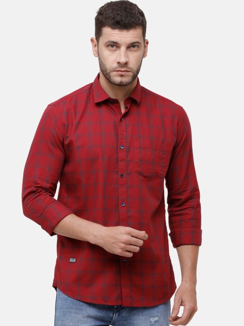 

Alan Scott Men Red Regular Fit Checked Pure Cotton Casual Shirt