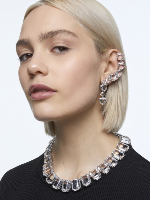 

SWAROVSKI White Rhodium Plated Single Asymmetrical Set Millenia Ear Cuff