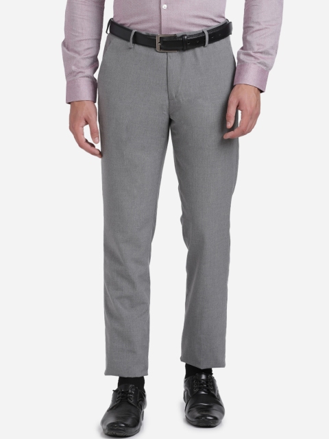 

Crocodile Men Grey Slim Fit Solid Formal Trousers